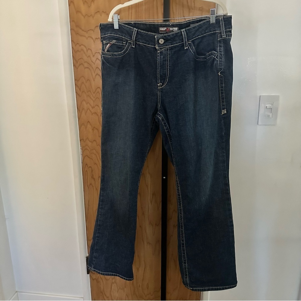 Ariat Women's Dark Blue Boot Cut Jeans mid rise 34R